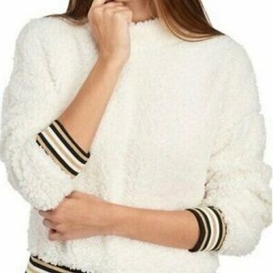 Nanette Lepore Play Snow Bunny Mock Neck Sherpa Fleece Teddy Cozy Pullover NWT'S